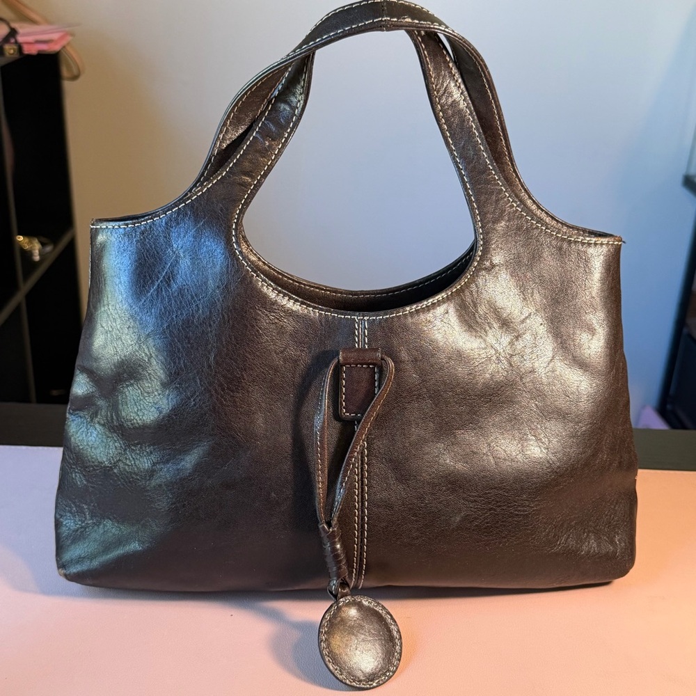 Enzo Genuine Leather Slouchy Hobo Shoulder Bag Brown Minimalist Everyday Purse